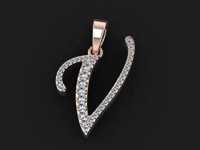 letter V pendant 3D print model
