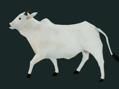 Low poly Indian Cow Rigged Model Low-poly 3D model