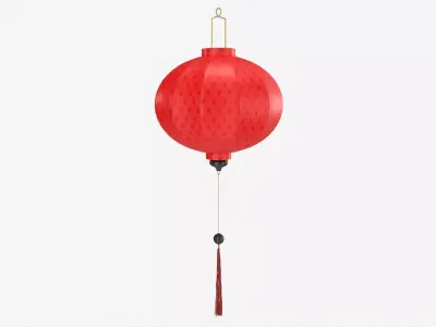Oriental Traditional Hanging Silk Lantern 02 3D model