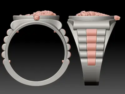 medusa Snake watch Man Ring silver gold printable 3D print model