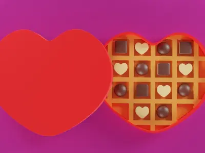 Heart candy box 3D model Valentine day 3D model