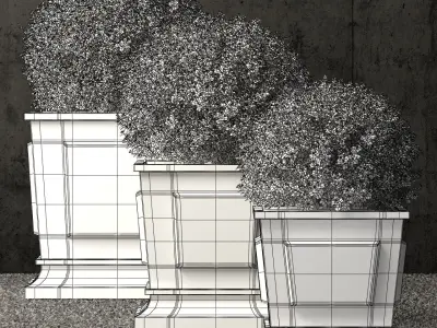 Restoration Hardware estate zinc paneled planters 3D model