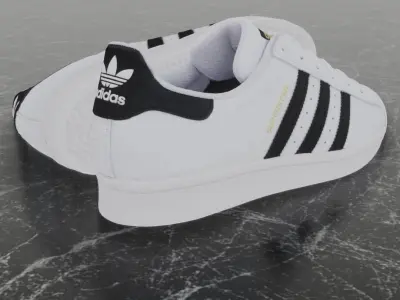 Adidas 3D Shoes - White - Black - SuperStar Series Low-poly 3D model