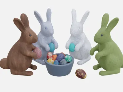 Easter decor egg rabbit 3D model