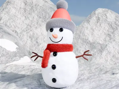 Snowman 3D Model  Winter Christmas Character  Blender  FBX  OBJ 3D model