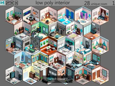 Cartoon interior 3D Model Collection