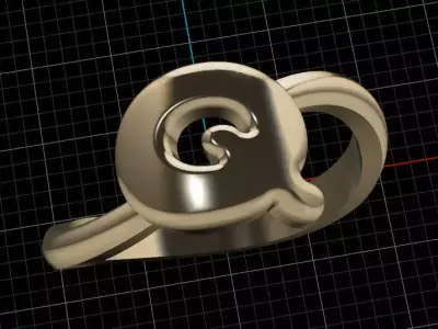 Q alphabet baypass ring 3D print model