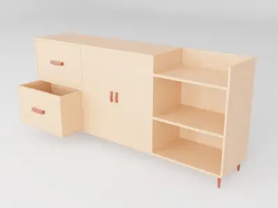wooden tv stand design modern 3D model