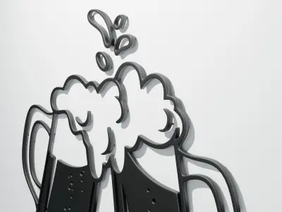 Kitchen Wall Decoration - Beer Mugs 3D model