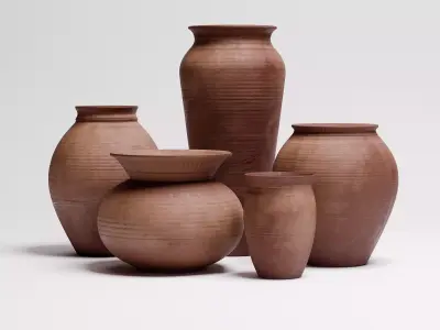 Terracotta Pots 01 Low-poly 3D model
