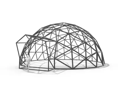 Geodesic Dome with Door Opening V3 3D model