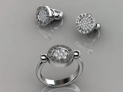 Bvlgari Ring and Earrings  3D print model