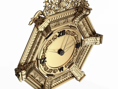 Classic Wall Clock 17 Gold Low-poly 3D model