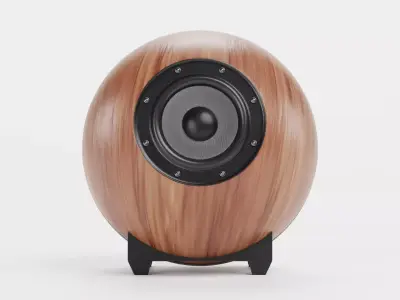 Round Audio Speaker V1 - Universal Wooden Sound Unit Low-poly 3D model