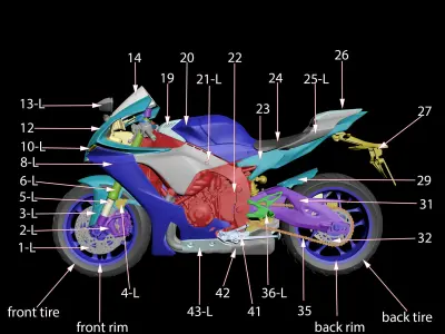 Yamaha YZF R1 2020 3D Model Ready to Print STL File 3D print model