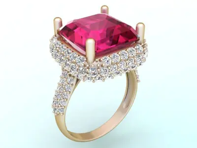 Gemstone rings - Square stone ring - Diamond rings -  N299 3D print model