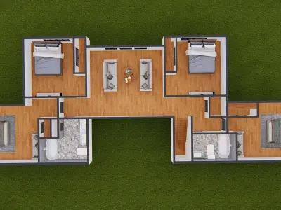 American Wooden Ranch Farmhouse Barndominium  Home Exterior 3D model