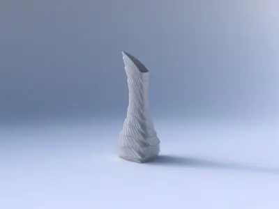 Vase puffy tappered triangle with distorted and twisted grid ... 3D print model