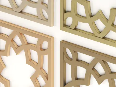 Arabic Islamic pattern decorative gold plaster 3D model