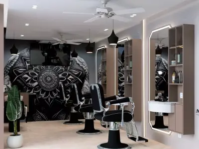 Modern Luxury Barber Shop Interior Design 3D Model Low-poly 3D model