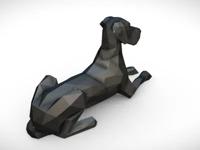 great dane figure low poly 3D print model