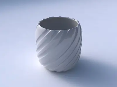 Bowl cylindrical with twisted smooth ribbons 3D print model