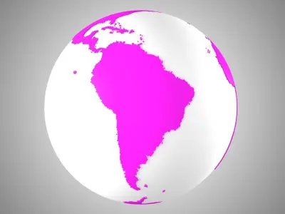 Solid Color Pink White Globe 3D model