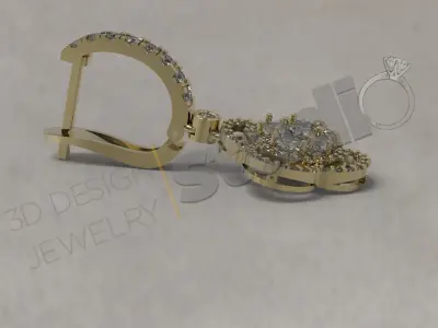 Brilliant luxury earring design 3d model 3D print model