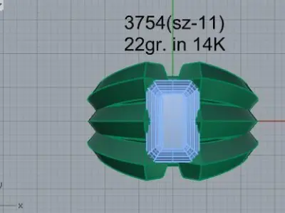 Emerald Diamond Ring 3754 3D print model