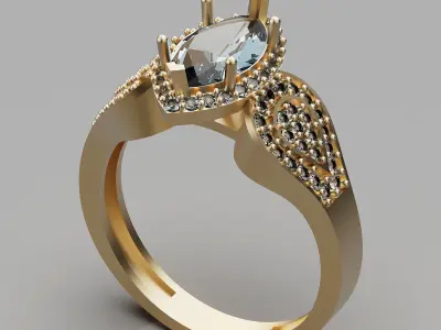 Lux  ring   printable gold jewelry printable 3D model 3D print model