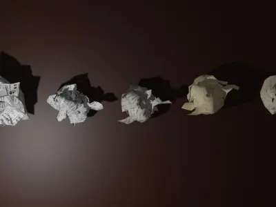 15 Crumpled Paper Ball 3D model