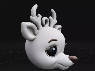 Cute Reindeer Face Keychain Christmas Animal Keyring 3D Print  3D print model