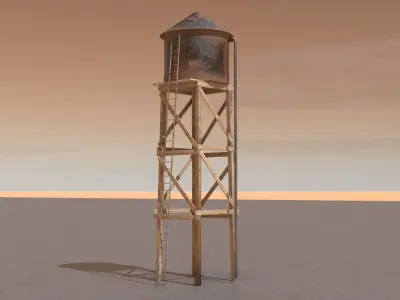 Water tower Low-poly 3D model