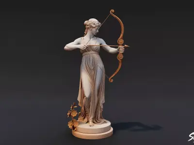 Artemis Statue Low-poly 3D model