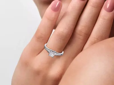 Luxury Solitaire Ring CAD Design With Side Stones STL 3DM 3D print model