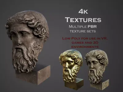 head of Dionysus  Low-poly 3D model