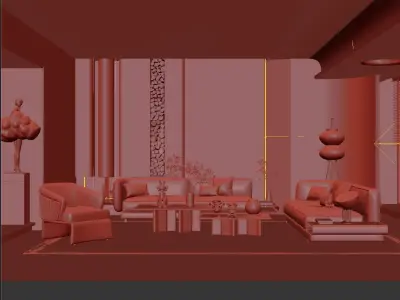 Living Room Interior Scene 3D model