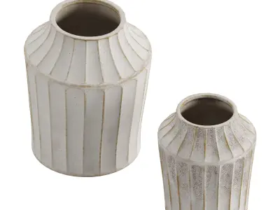 Reagan Ribbed White Vase 3D model