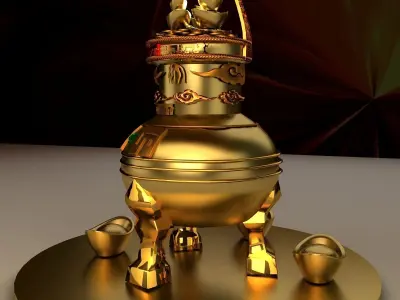Chinese gold ingot 3D model