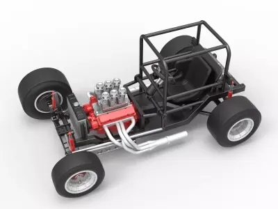 Vintage Supermodified stock car Base Version 2 Scale 1 to 25 3D print model