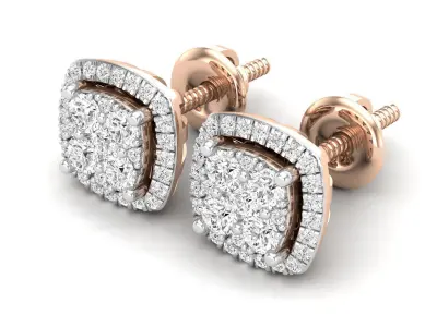 AV 600 Round Diamond Ladies Stud Earrings With Removable Jackets 3D print model