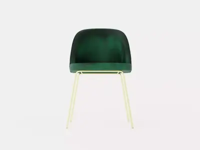 Felipe Dining Chair Velvet Green Brass Low-poly 3D model
