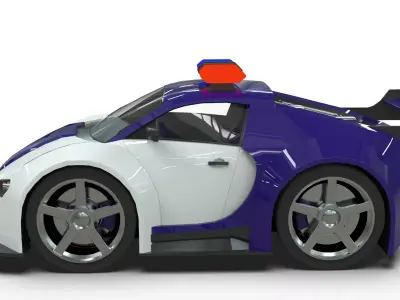 Police Supercar Stylized Low Poly Bugatti Inspired 3D model