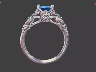 NARROW DAISY TWO-STONE PRONG ENGAGEMENT RING 3D print model