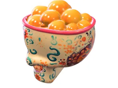 Day of the Dead Skull Candy Bowl Low-poly 3D model