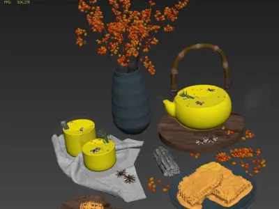 Honeycomb decorative set 3D model