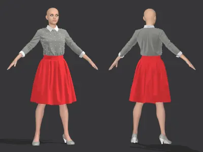 Female outfit 12 - Marvelous Designer project and OBJ 3D model