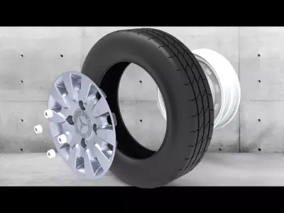 Truck Wheel Size 175-70-R13 with Rim Cover 3D model