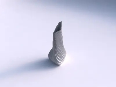 Vase twist puffy tappered triangle with wavy extruded lines 3 3D print model