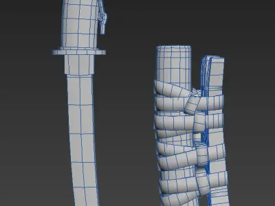 Tanto japanese sword with gold handle Low-poly 3D model